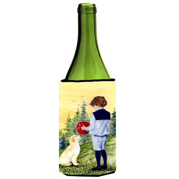 Carolines Treasures Little Boy With His Golden Retriever Wine bottle sleeve Hugger - 24 oz. - SS8530LITERK