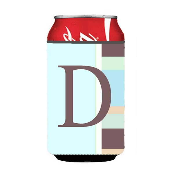 Carolines Treasures Letter D Initial Monogram - Blue Stripes Can or Bottle  Hugger - CJ1003-DCC