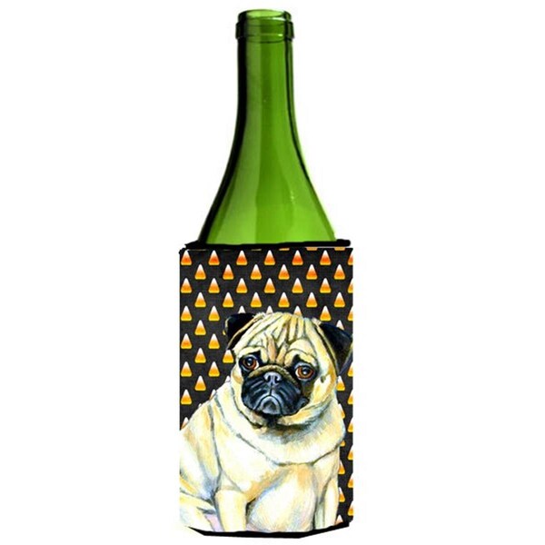 Carolines Treasures Pug Candy Corn Halloween Portrait Wine Bottle  Hugger - LH9083LITERK