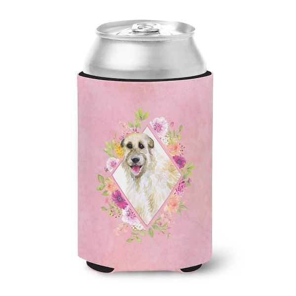 Carolines Treasures Irish Wolfhound Pink Flowers Can or Bottle Hugger - CK4153CC
