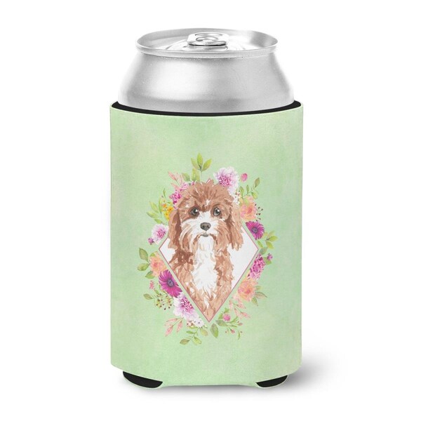 Carolines Treasures Cavapoo Green Flowers Can or Bottle Hugger - CK4407CC