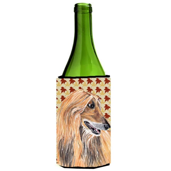 Carolines Treasures Afghan Hound Fall Leaves Wine bottle sleeve Hugger - 24 Oz. - SC9504LITERK