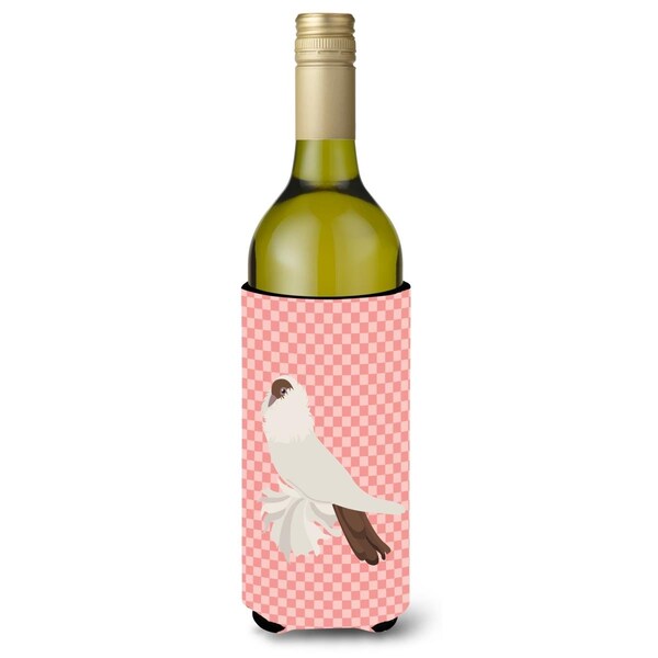 Carolines Treasures German Helmet Pigeon Pink Check Wine Bottle Beverge Insulator Hugger - BB7944LITERK