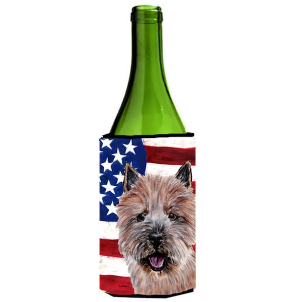 Carolines Treasures Norwich Terrier With American Flag Usa Wine bottle sleeve Hugger  24 Oz. - SC9638LITERK