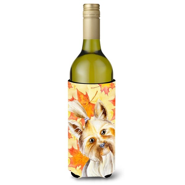 Carolines Treasures Yorkie Yorkshier Terrier Fall Wine Bottle Beverge Insulator Hugger - CK1403LITERK