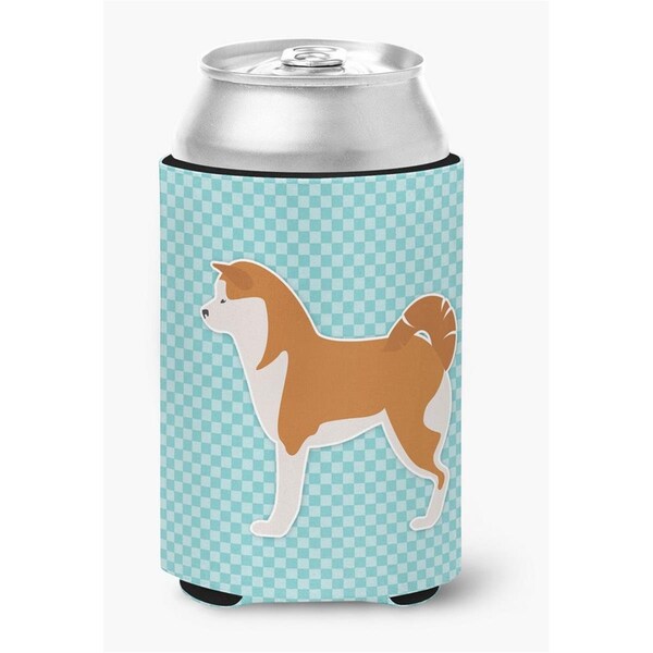 Carolines Treasures Akita Checkerboard Blue Can or Bottle Hugger - BB3772CC
