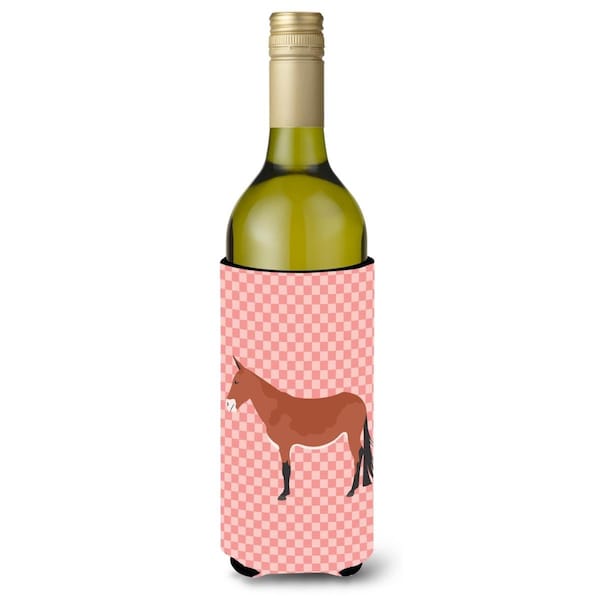 Carolines Treasures Mule Pink Check Wine Bottle Beverge Insulator Hugger - BB7845LITERK