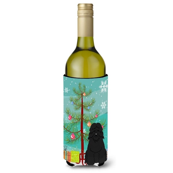 Carolines Treasures Merry Christmas Tree Bouvier Des Flandres Wine Bottle Beverge Insulator Hugger - BB4199LITERK