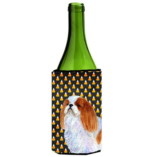 Carolines Treasures English Toy Spaniel Candy Corn Halloween Portrait Wine Bottle  Hugger - 24 oz. - SS4300LITERK