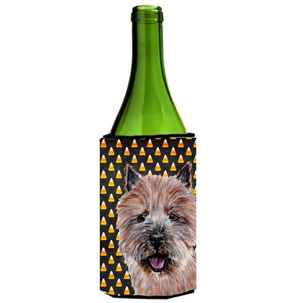 Carolines Treasures Norwich Terrier Candy Corn Halloween Wine bottle sleeve Hugger  24 Oz. - SC9662LITERK