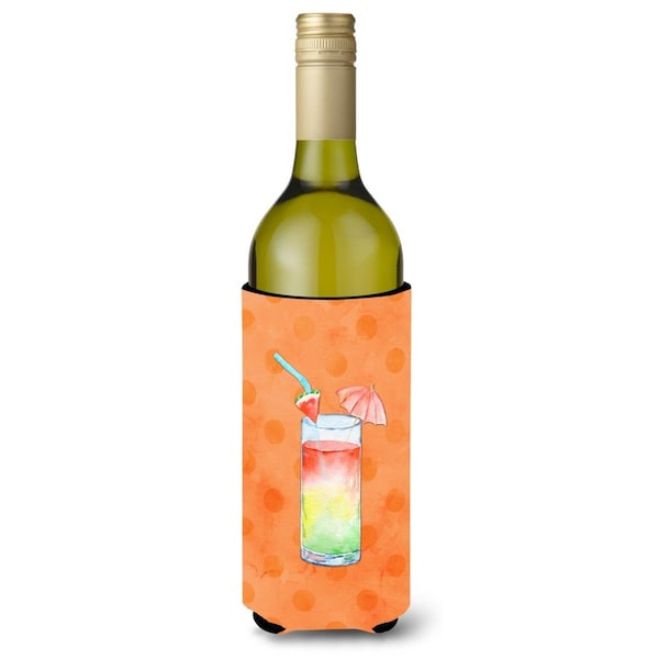 Carolines Treasures Umberella Cocktail Orange Polkadot Wine Bottle Beverge Insulator Hugger - BB8213LITERK