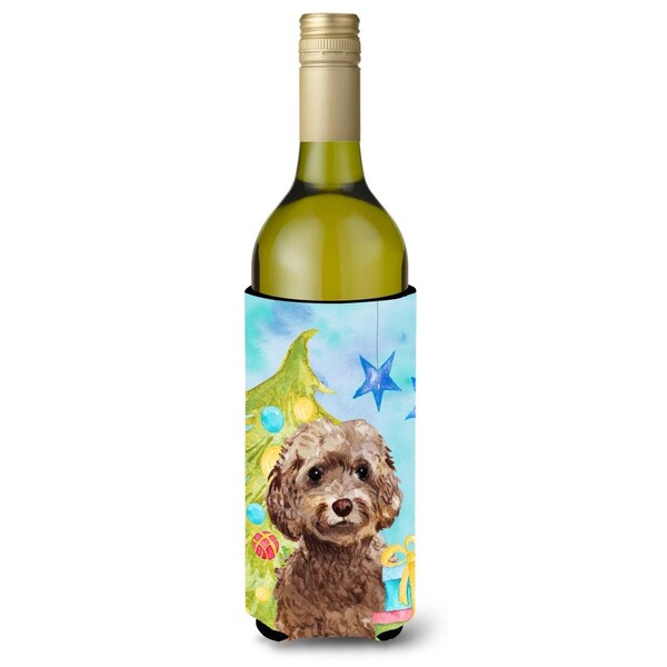 Carolines Treasures Brown Cockapoo Christmas Wine Bottle Beverge Insulator Hugger - BB9409LITERK