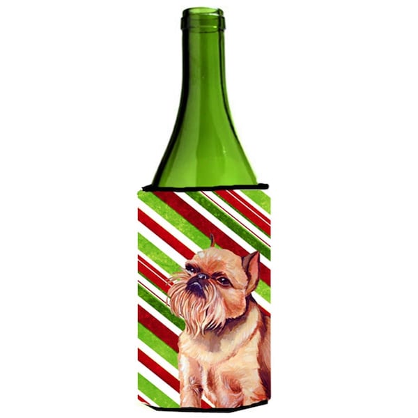 Carolines Treasures Brussels Griffon Candy Cane Holiday Christmas Wine bottle sleeve Hugger - 24 oz. - LH9224LITERK