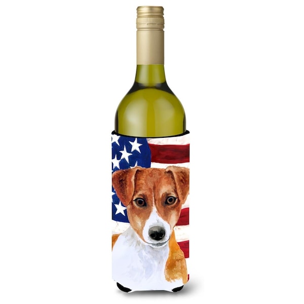 Carolines Treasures Jack Russell Terrier Patriotic Wine Bottle Beverge Insulator Hugger - BB9689LITERK