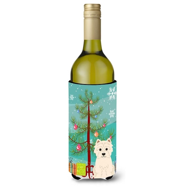 Carolines Treasures Merry Christmas Tree Westie Wine Bottle Beverge Insulator Hugger - BB4167LITERK