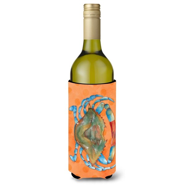 Carolines Treasures Blue Crab Orange Polkadot Wine Bottle Beverge Insulator Hugger - BB8248LITERK