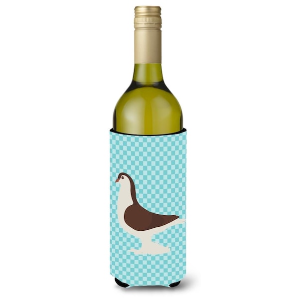 Carolines Treasures Large Pigeon Blue Check Wine Bottle Beverge Insulator Hugger - BB8117LITERK
