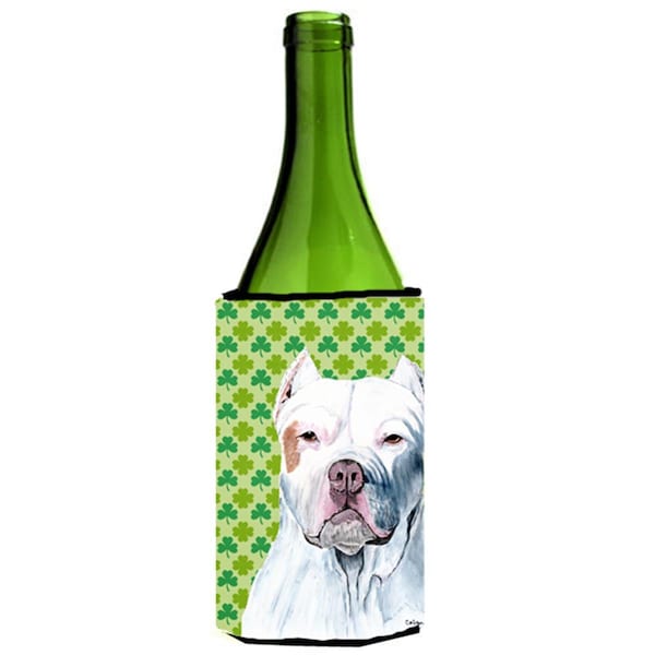Carolines Treasures Pit Bull St. Patricks Day Shamrock Portrait Wine bottle sleeve Hugger - 24 oz. - SC9301LITERK