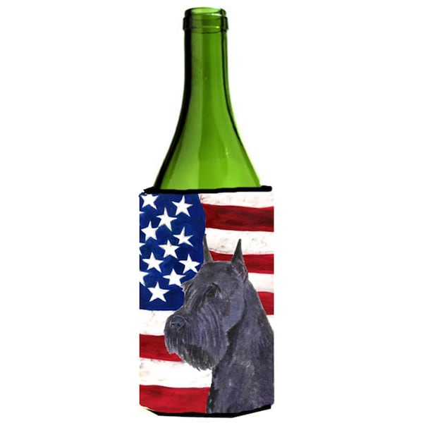 Carolines Treasures Usa American Flag With Schnauzer Wine Bottle  Hugger - 24 oz. - SS4007LITERK