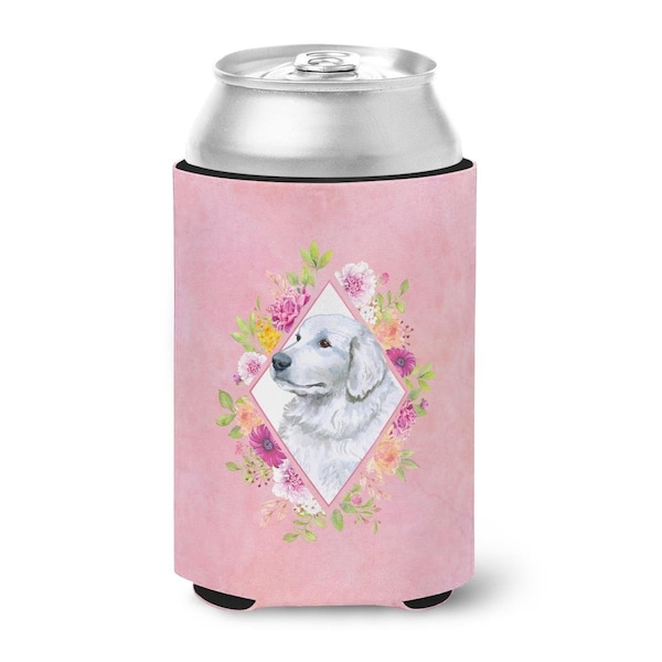 Carolines Treasures Great Pyrenees Pink Flowers Can or Bottle Hugger - CK4160CC