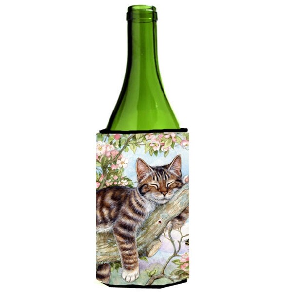Carolines Treasures Sleepy Cat by Debbie Cook Wine Bottle Can cooler Hugger - CDCO0241LITERK