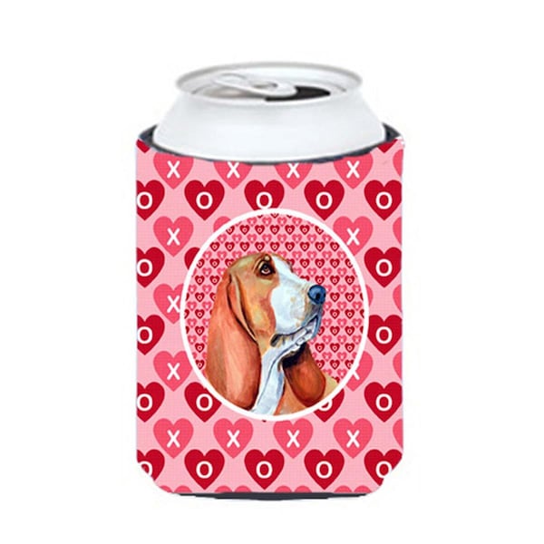 Carolines Treasures Basset Hound Valentines Love And Hearts Can Or Bottle  Hugger - 12 oz. - LH9152CC