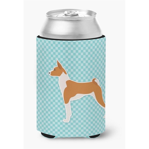 Carolines Treasures Basenji Checkerboard Blue Can or Bottle Hugger - BB3774CC