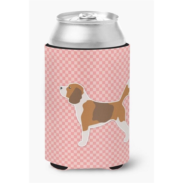 Carolines Treasures Beagle Checkerboard Pink Can or Bottle Hugger - BB3610CC