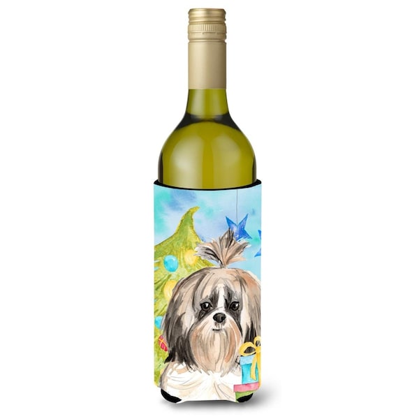 Carolines Treasures Christmas Tree Shih Tzu Wine Bottle Beverge Insulator Hugger - CK1863LITERK