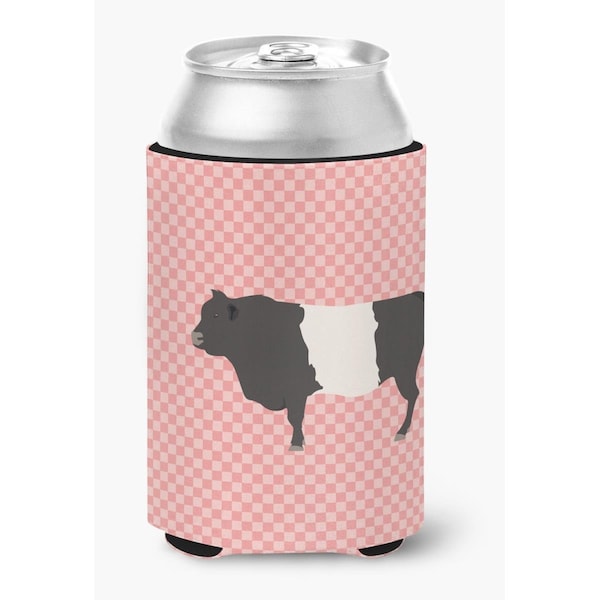 Carolines Treasures Belted Galloway Cow Pink Check Can or Bottle Hugger - BB7831CC