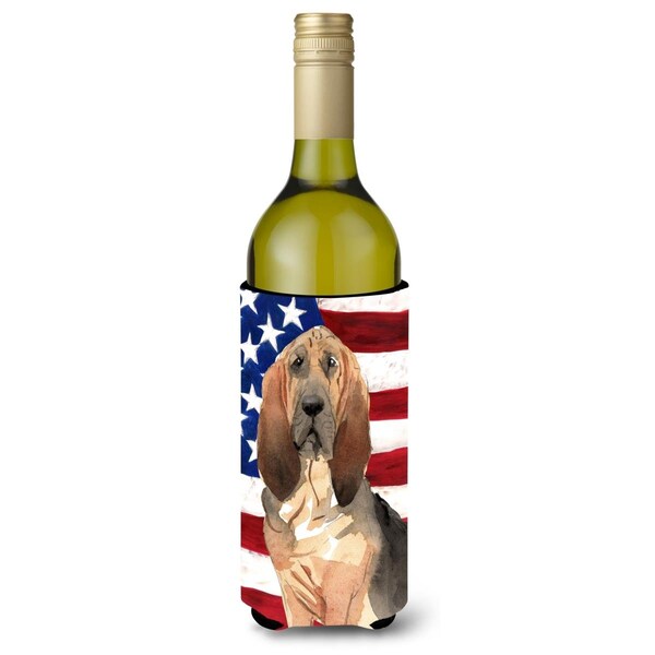 Carolines Treasures Patriotic USA Bloodhound Wine Bottle Beverge Insulator Hugger - CK1739LITERK