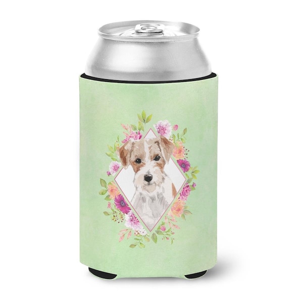 Carolines Treasures Jack Russell Terrier Green Flowers Can or Bottle Hugger - CK4358CC