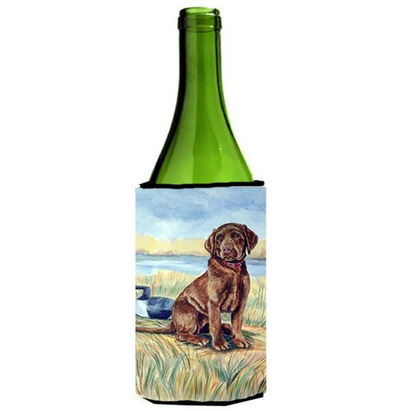 Carolines Treasures Chocolate Labrador Puppy Wine bottle sleeve Hugger - 24 oz. - 7090LITERK