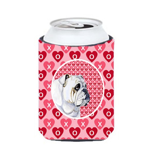Carolines Treasures Bulldog English Valentines Love And Hearts Can Or Bottle  Hugger - 12 oz. - LH9139CC