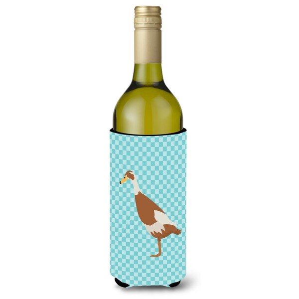 Carolines Treasures Indian Runner Duck Blue Check Wine Bottle Beverge Insulator Hugger - BB8039LITERK