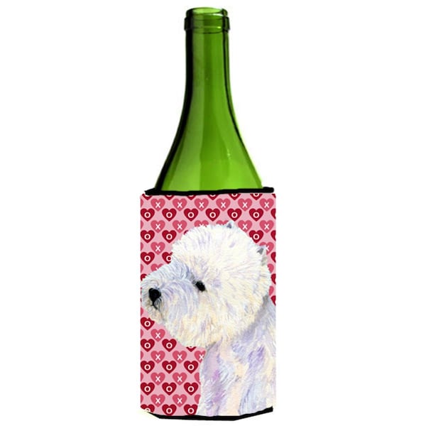 Carolines Treasures Westie Hearts Love And Valentines Day Portrait Wine Bottle   Hugger - 24 oz. - LH9135LITERK