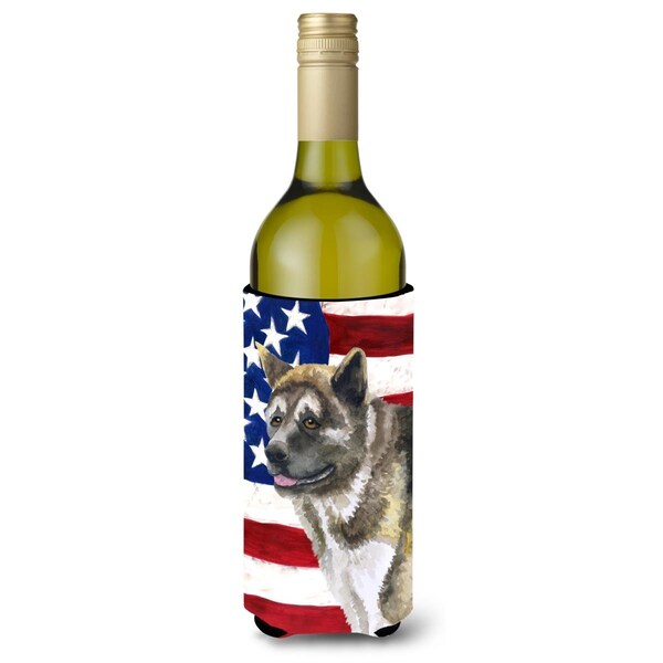 Carolines Treasures American Akita Patriotic Wine Bottle Beverge Insulator Hugger - BB9669LITERK
