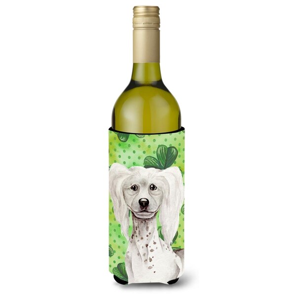 Carolines Treasures Chinese Crested Shamrocks Wine Bottle Beverge Insulator Hugger - CK1401LITERK