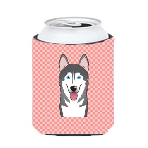 Carolines Treasures Checkerboard Pink Alaskan Malamute Can Or Bottle Hugger- 12 Oz. - BB1218CC