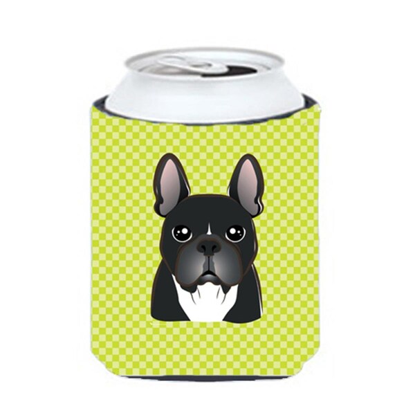 Carolines Treasures Checkerboard Lime Green French Bulldog Can Or Bottle Hugger- 12 Oz. - BB1289CC