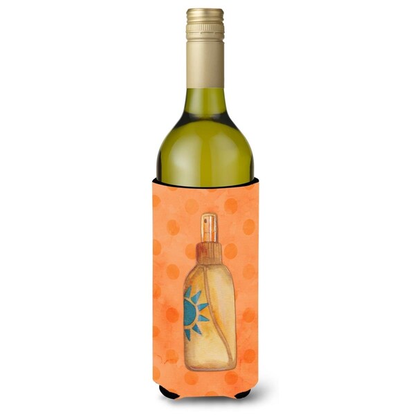 Carolines Treasures Message in a Bottle Orange Polkadot Wine Bottle Beverge Insulator Hugger - BB8263LITERK