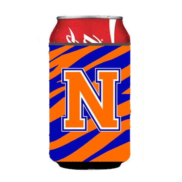 Carolines Treasures Letter N Initial Monogram - Tiger Stripe - Blue Orange Can Or Bottle  Hugger - CJ1023-NCC