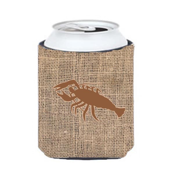 Carolines Treasures Lobster Burlap And Brown Can Or Bottle  Hugger - BB1028-BL-BN-CC
