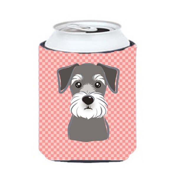 Carolines Treasures Checkerboard Pink Schnauzer Can Or Bottle Hugger- 12 Oz. - BB1206CC