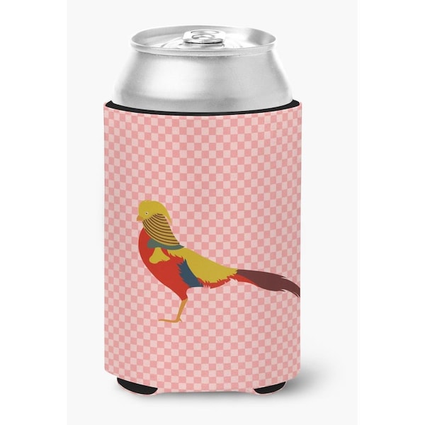 Carolines Treasures Golden or Chinese Pheasant Pink Check Can or Bottle Hugger - BB7928CC