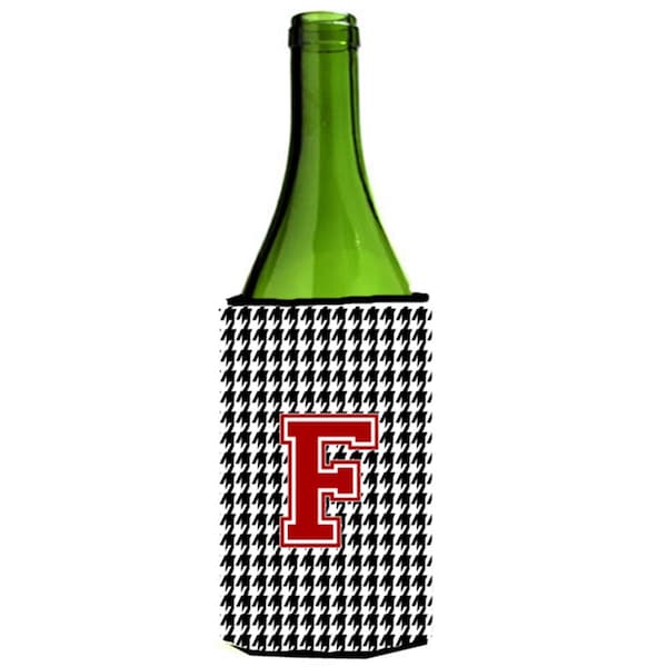 Carolines Treasures Houndstooth Monogram Initial F Wine Bottle  Hugger - CJ1021-FLITERK