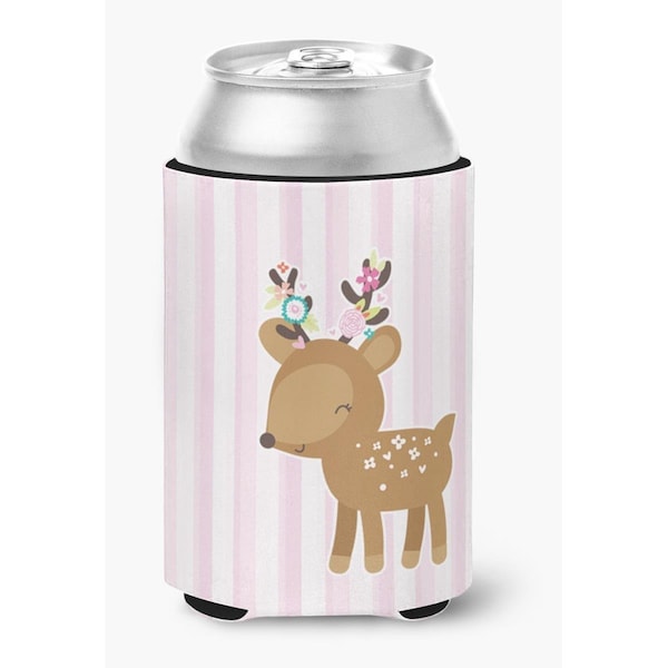 Carolines Treasures Deer in Pink Stripes Can or Bottle Hugger - BB6934CC