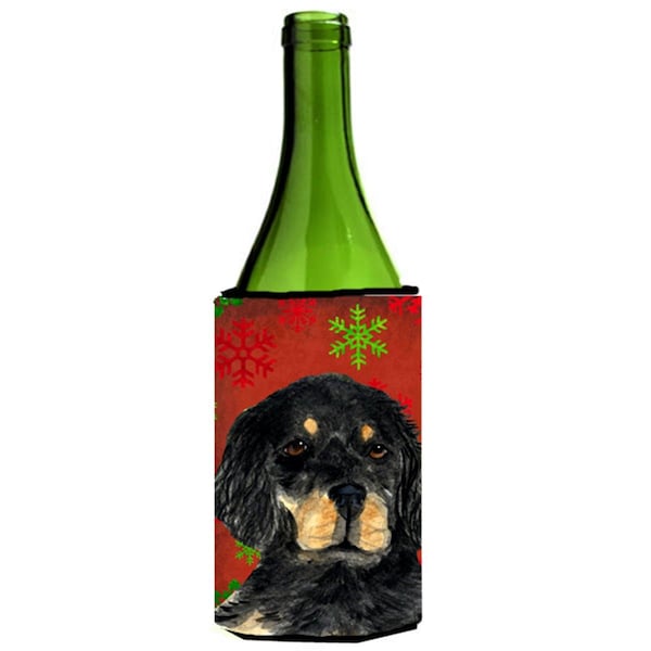 Carolines Treasures Gordon Setter Red Green Snowflakes Christmas Wine bottle sleeve Hugger - 24 oz. - SS4722LITERK