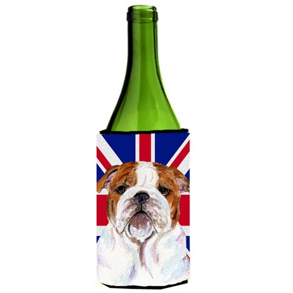 Carolines Treasures English Bulldog With English Union Jack British Flag Wine bottle sleeve Hugger - 24 Oz. - SS4926LITERK