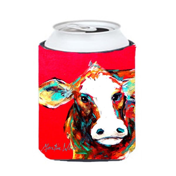 Carolines Treasures Cow Caught Red Handed Can Or Bottle  Hugger - MW1014CC